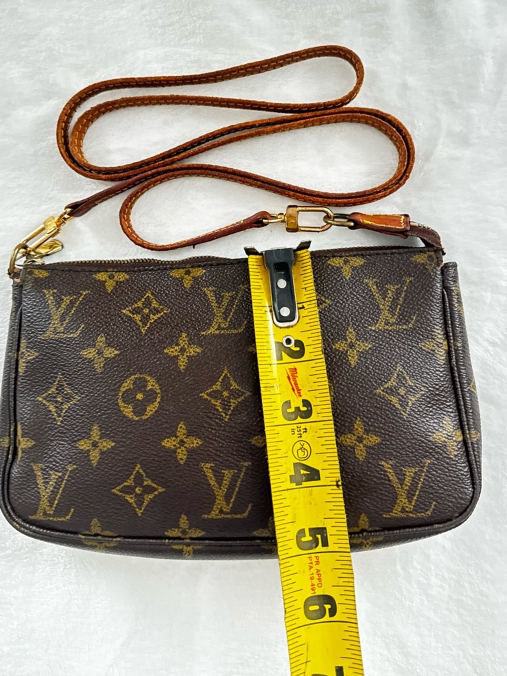 Louis Vuitton crossbody brown monogram canvas pochette removable strap bag - Picture 14 of 15